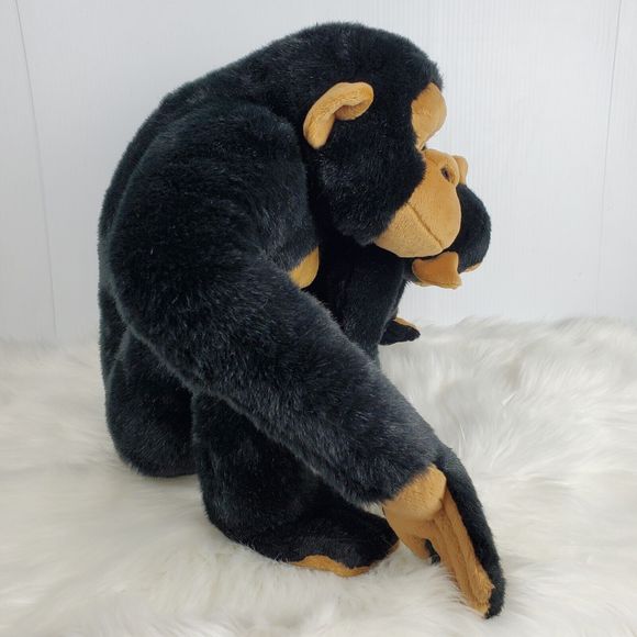 E&J Prima Black Brown Monkey Chimpanzee Ape Mom Mother Baby Plush 19" - Picture 5 of 10